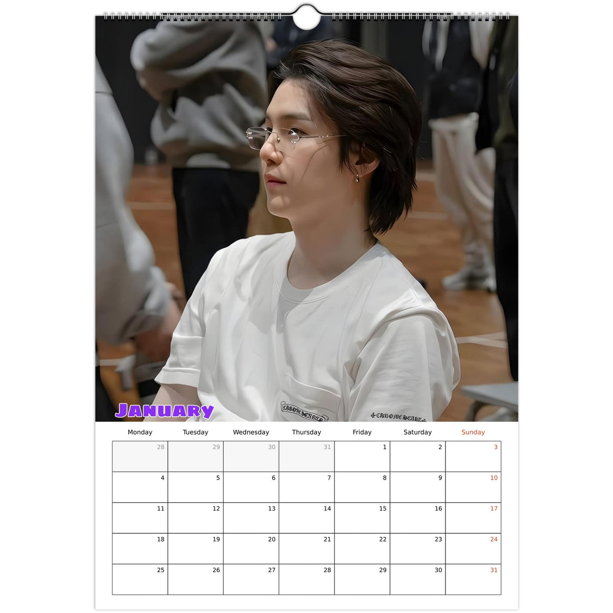 BTS Suga (Yoongi) calendar January portrait
