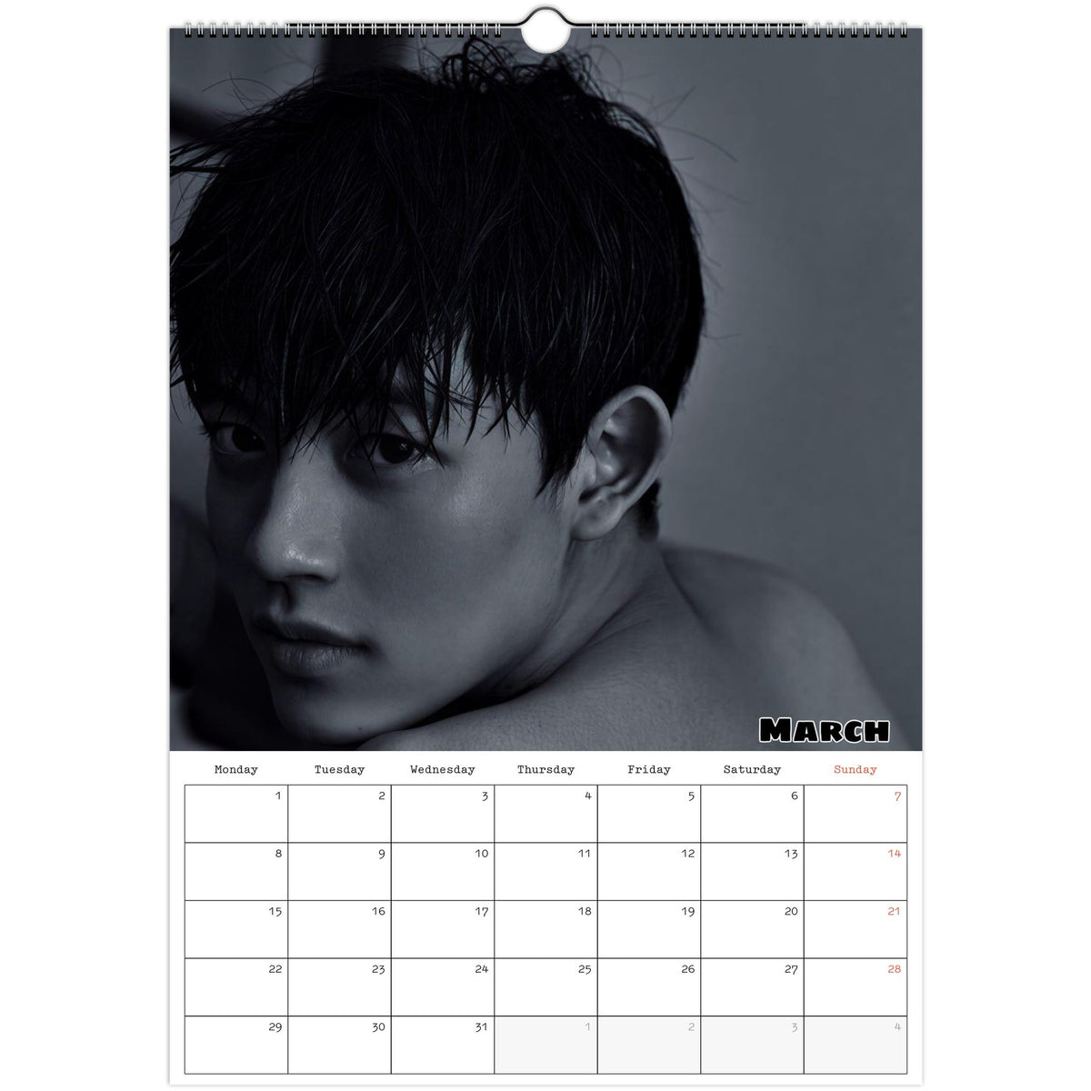 March 2027 page in Park Solomon Lomon A3 wall calendar