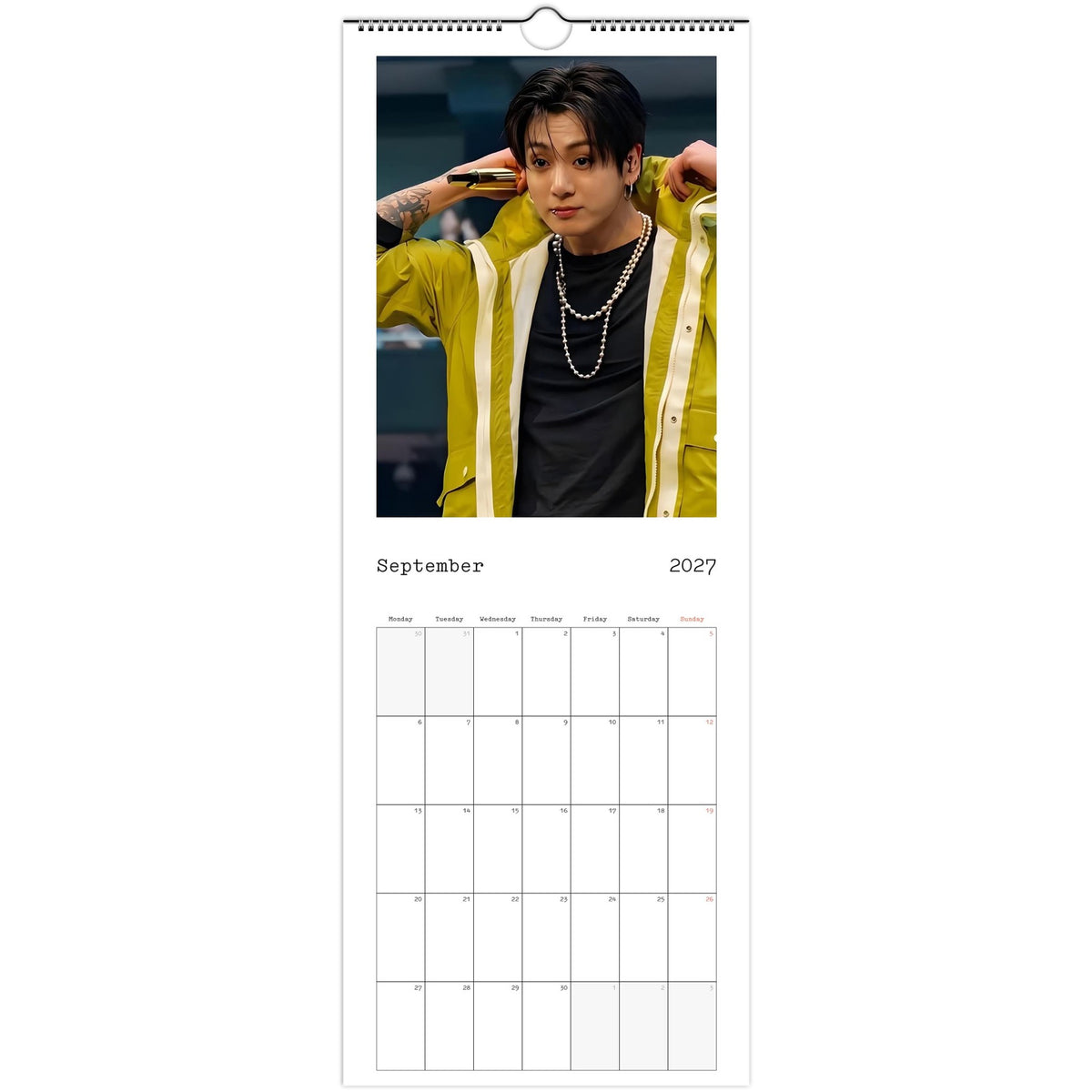 BTS Jungkook Calendar 2027 September page