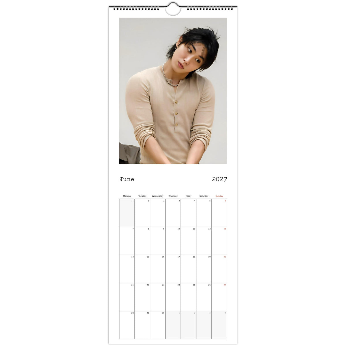 June 2027 page in Stray Kids HAN slim wall calendar