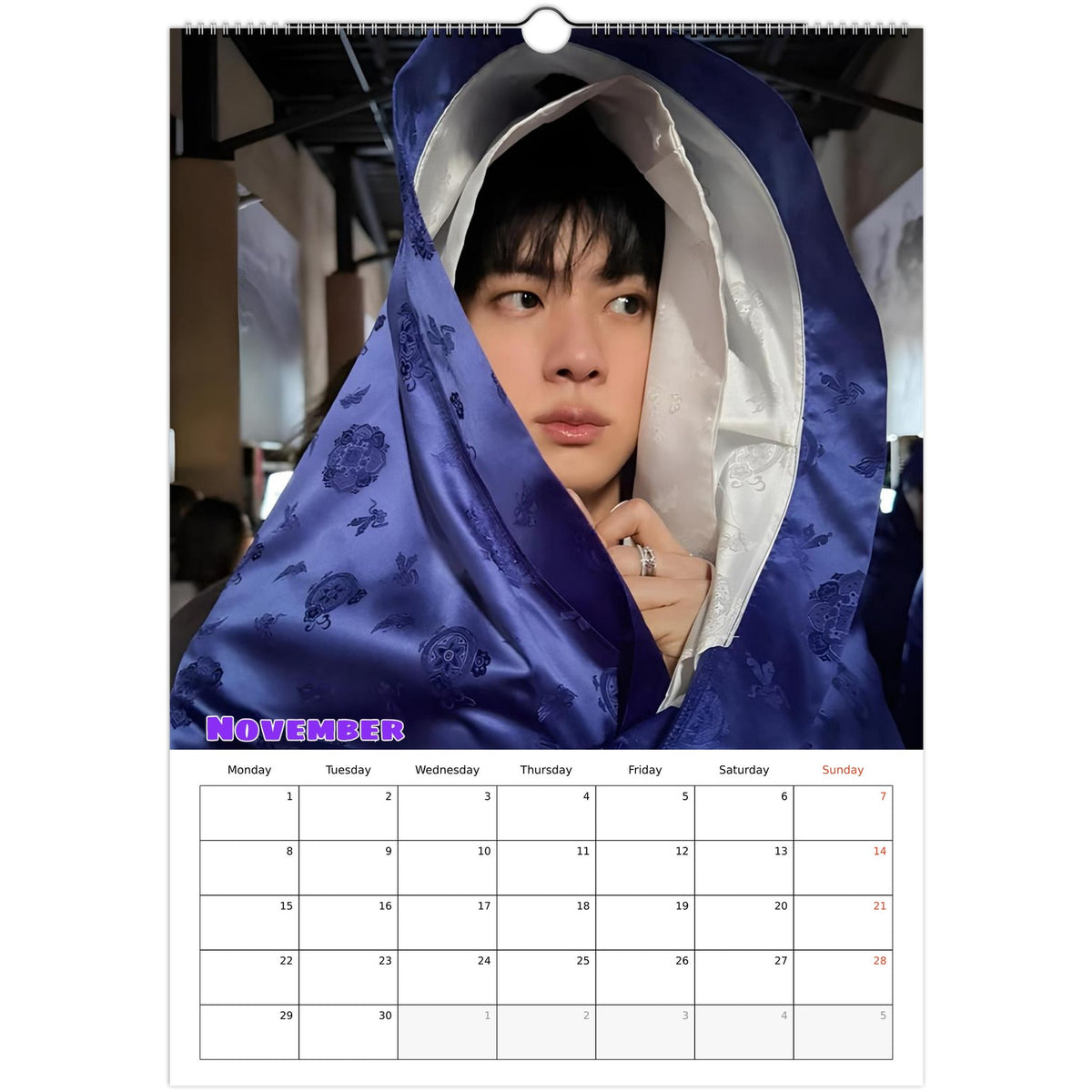 BTS Jin Calendar November portrait