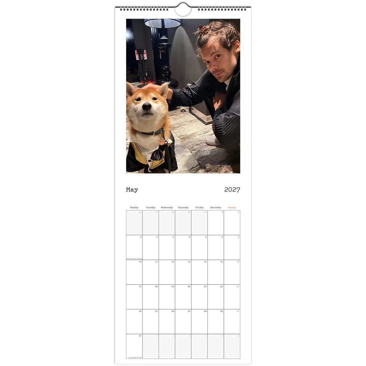 May 2027 page in Harry Styles slim wall calendar