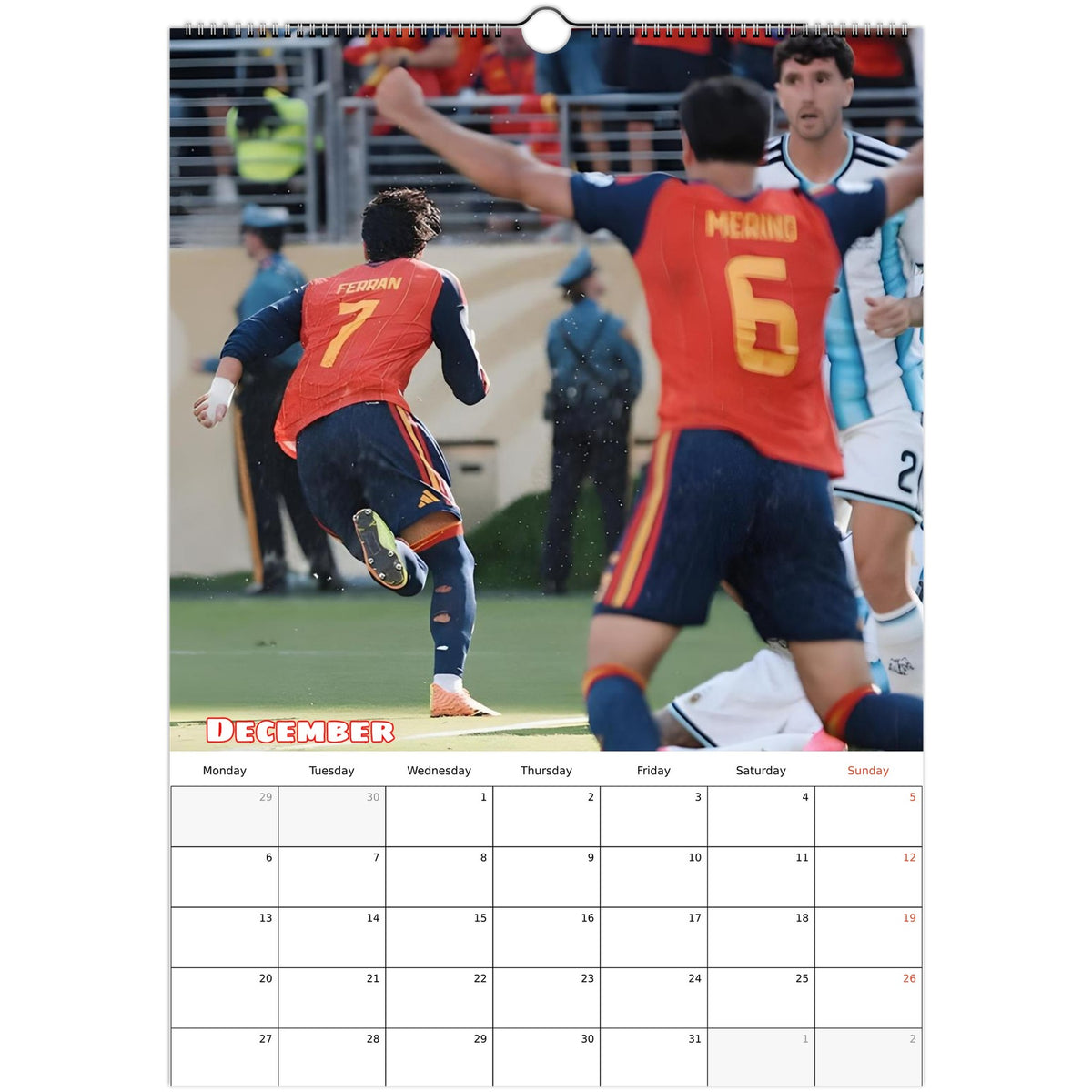 Spain FC Calendar 2027 December page