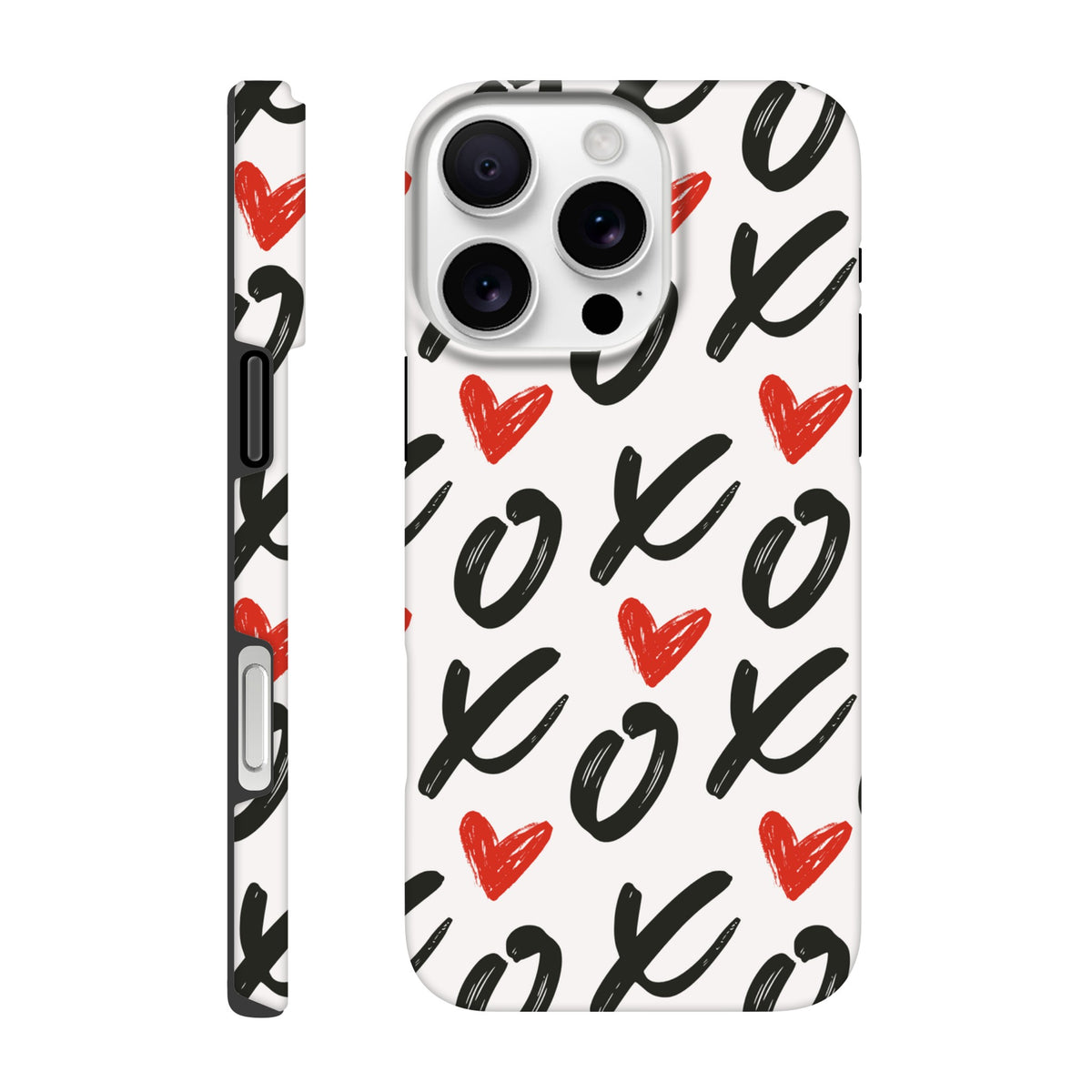 White and red Love iPhone tough case with dual‑layer protection