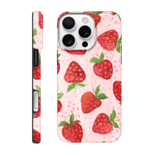Strawberries aesthetic iPhone tough case with dual‑layer protection