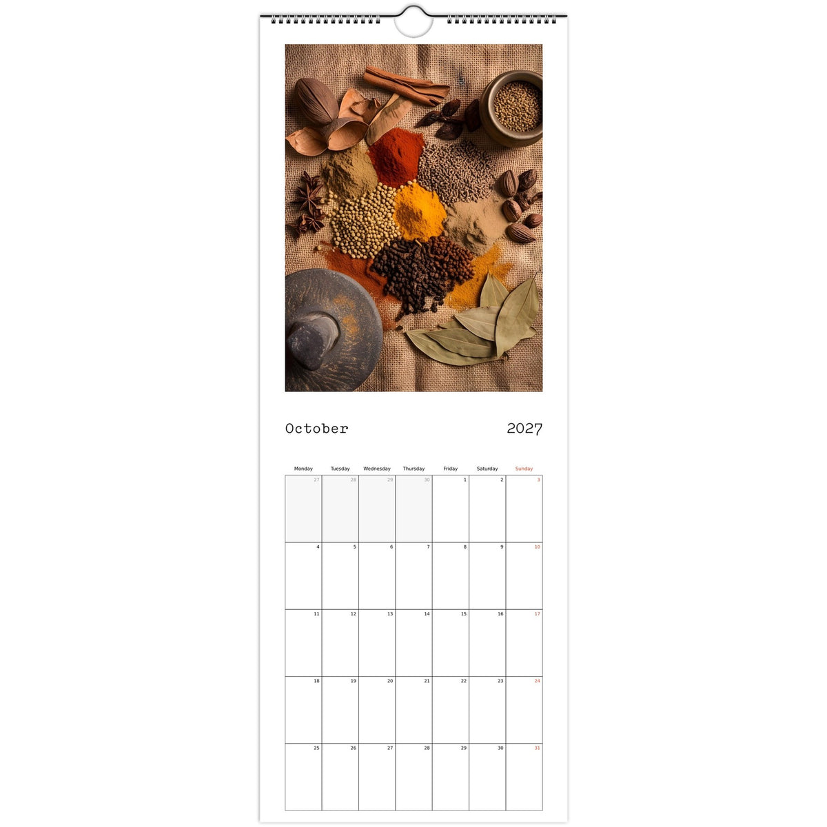 Beautiful India 2027 calendar October page