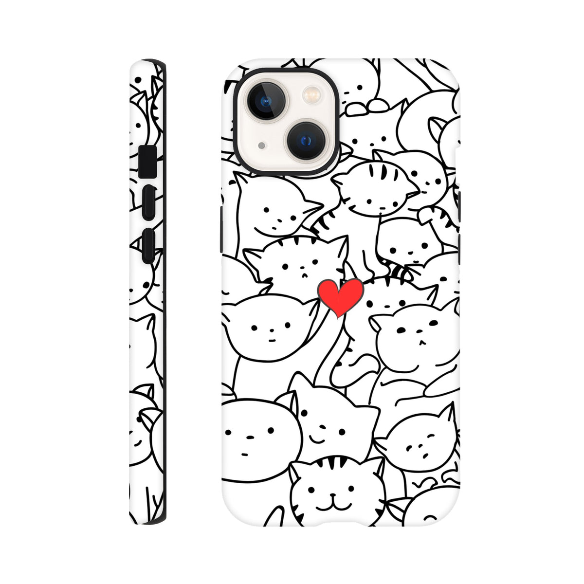 Black and white cat illustration iPhone case