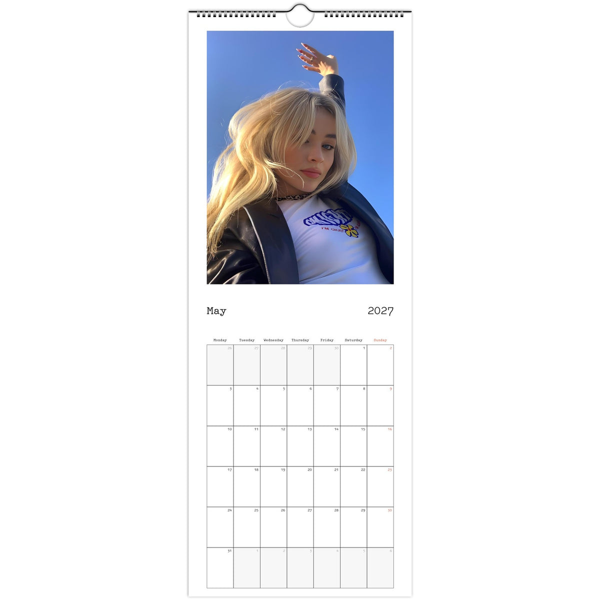 May 2027 page in Sabrina Carpenter slim wall calendar