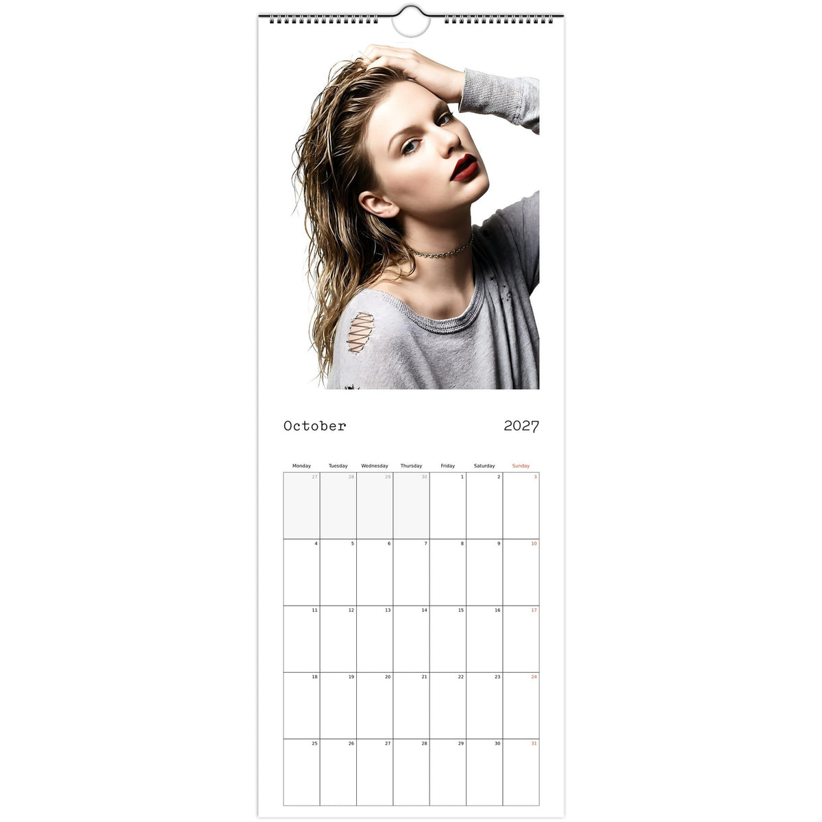 October 2027 page in Taylor Swift slim wall calendar