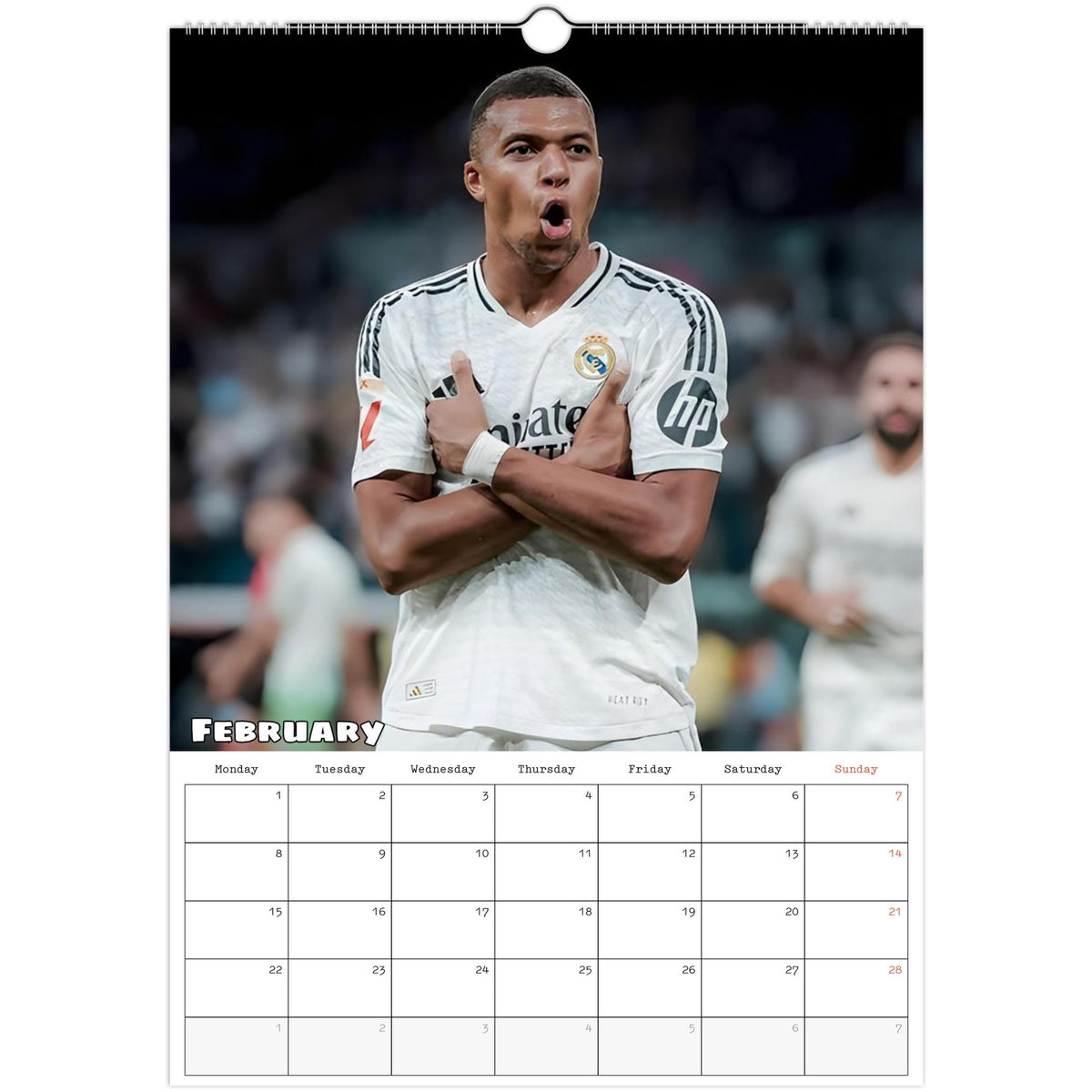 Real Madrid Calendar 2027 February page