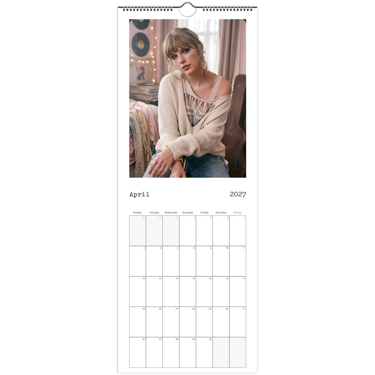 April 2027 page in Taylor Swift slim wall calendar