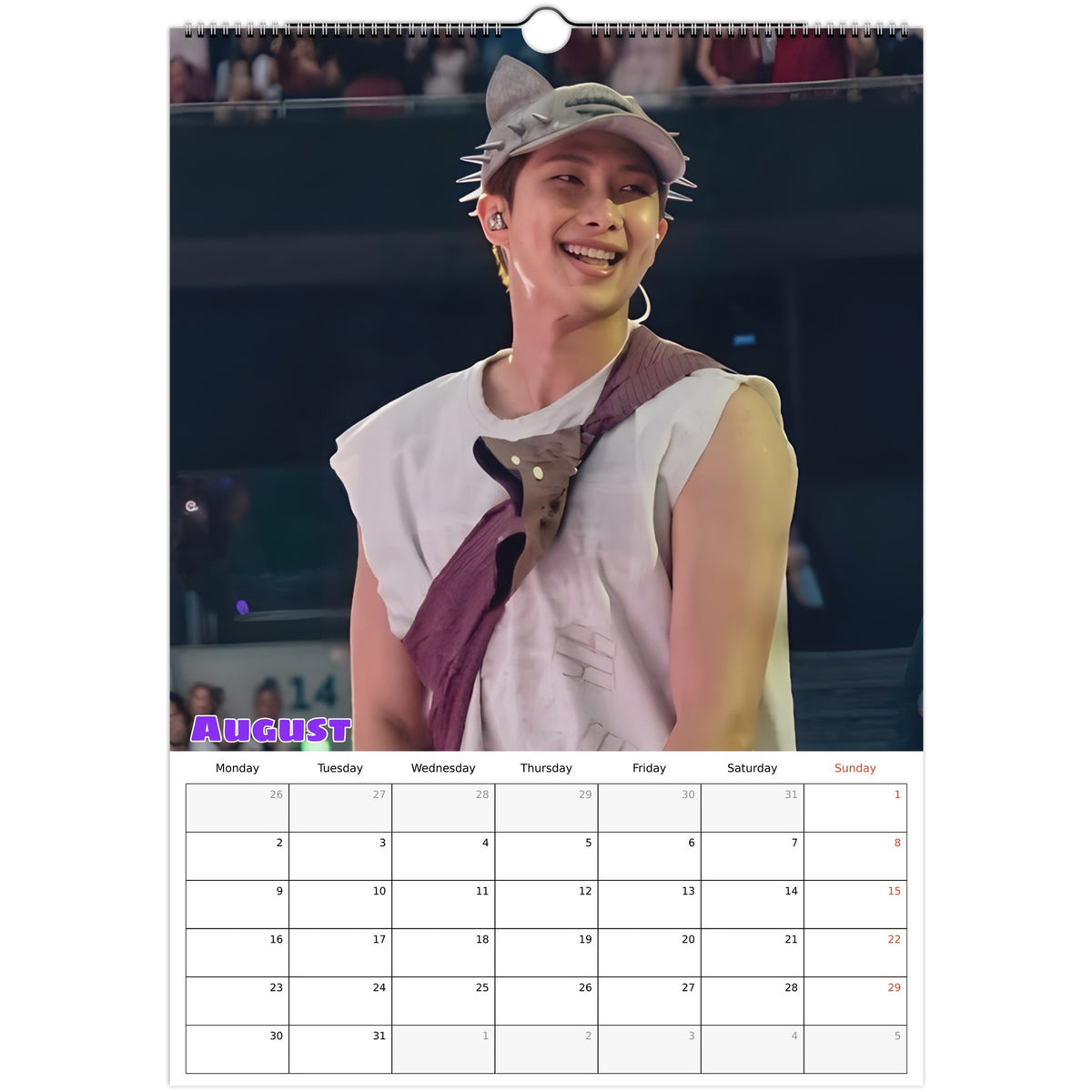 BTS RM Calendar 2027 August page