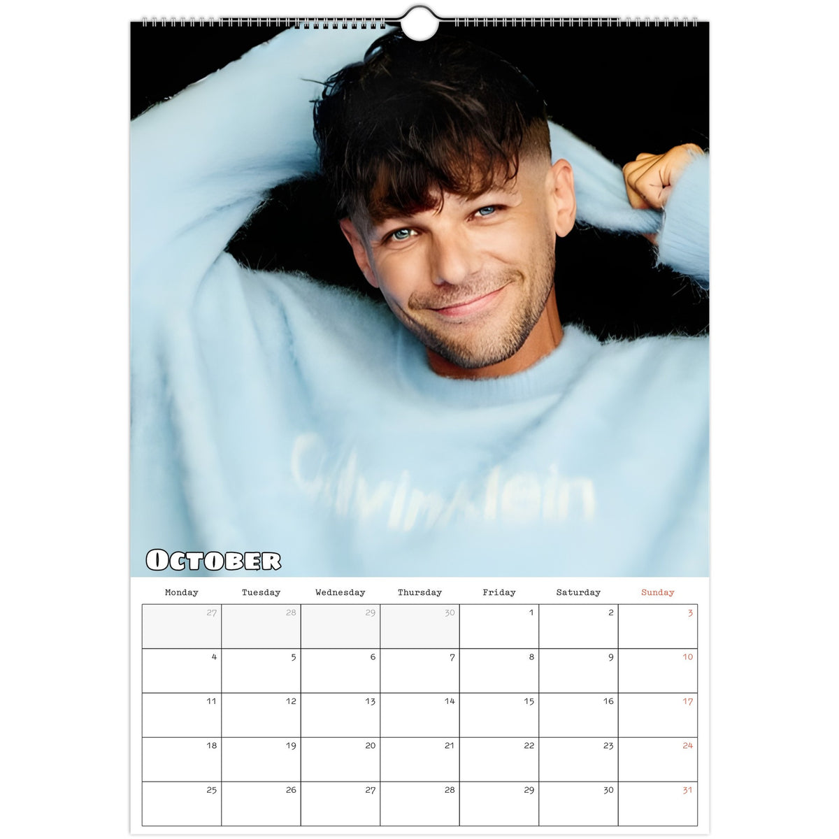Louis Tomlinson 2027 calendar October Page