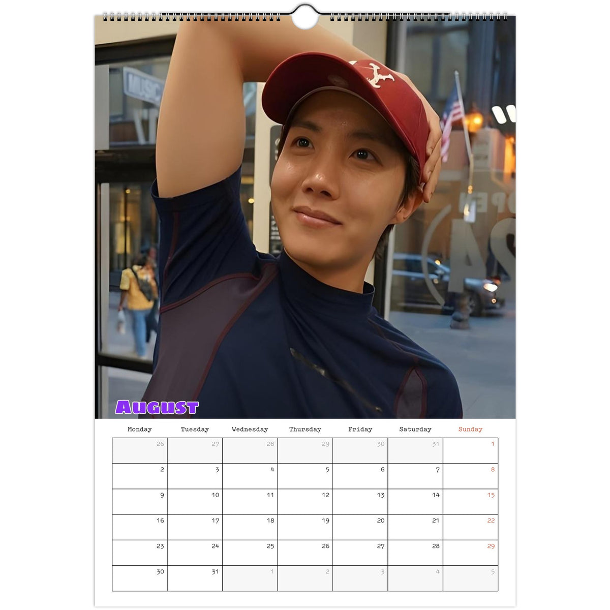 BTS J‑Hope Calendar August portrait