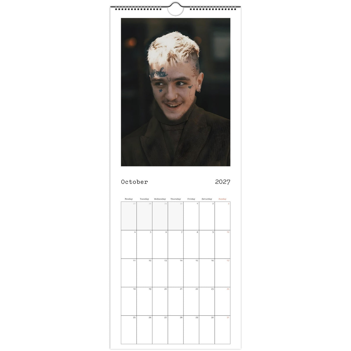 Lil Peep Calendar 2027 October photo