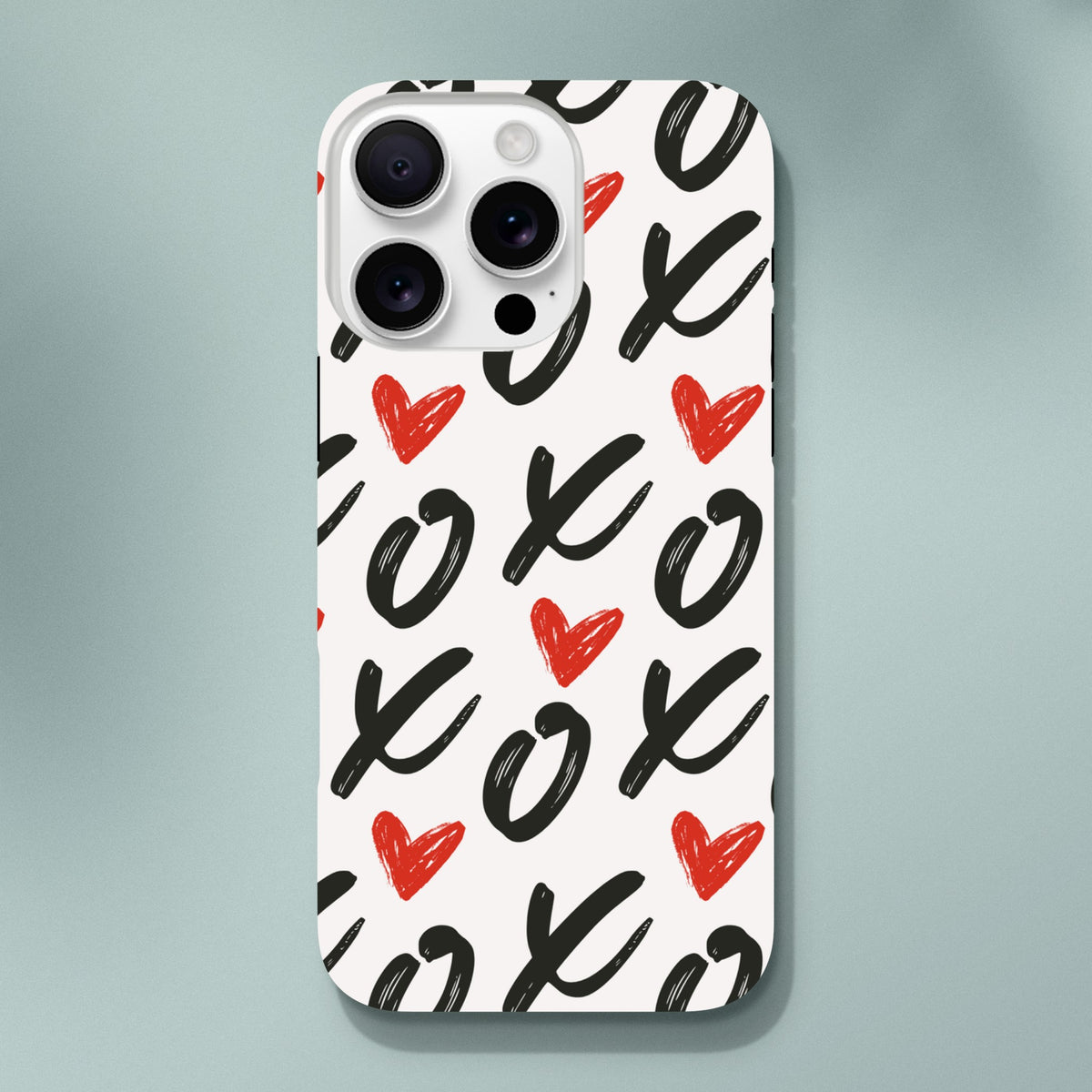 Modern white iPhone tough case with red romantic 