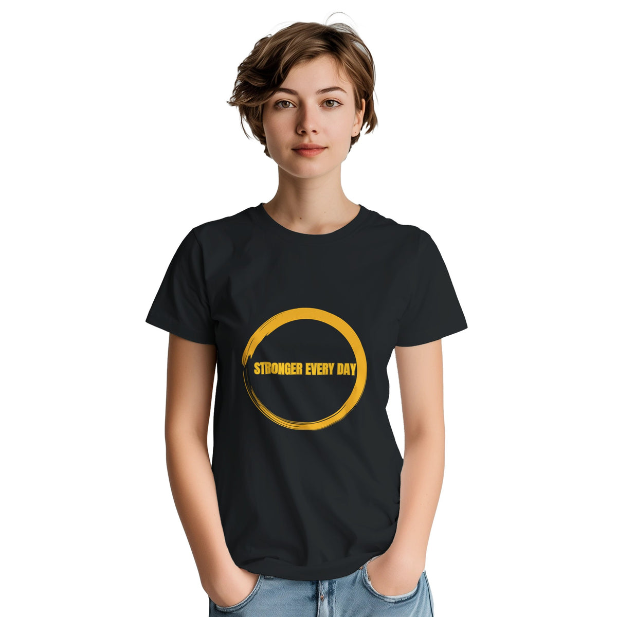 Fitness‑inspired Stronger Every Day graphic tee for daily motivation