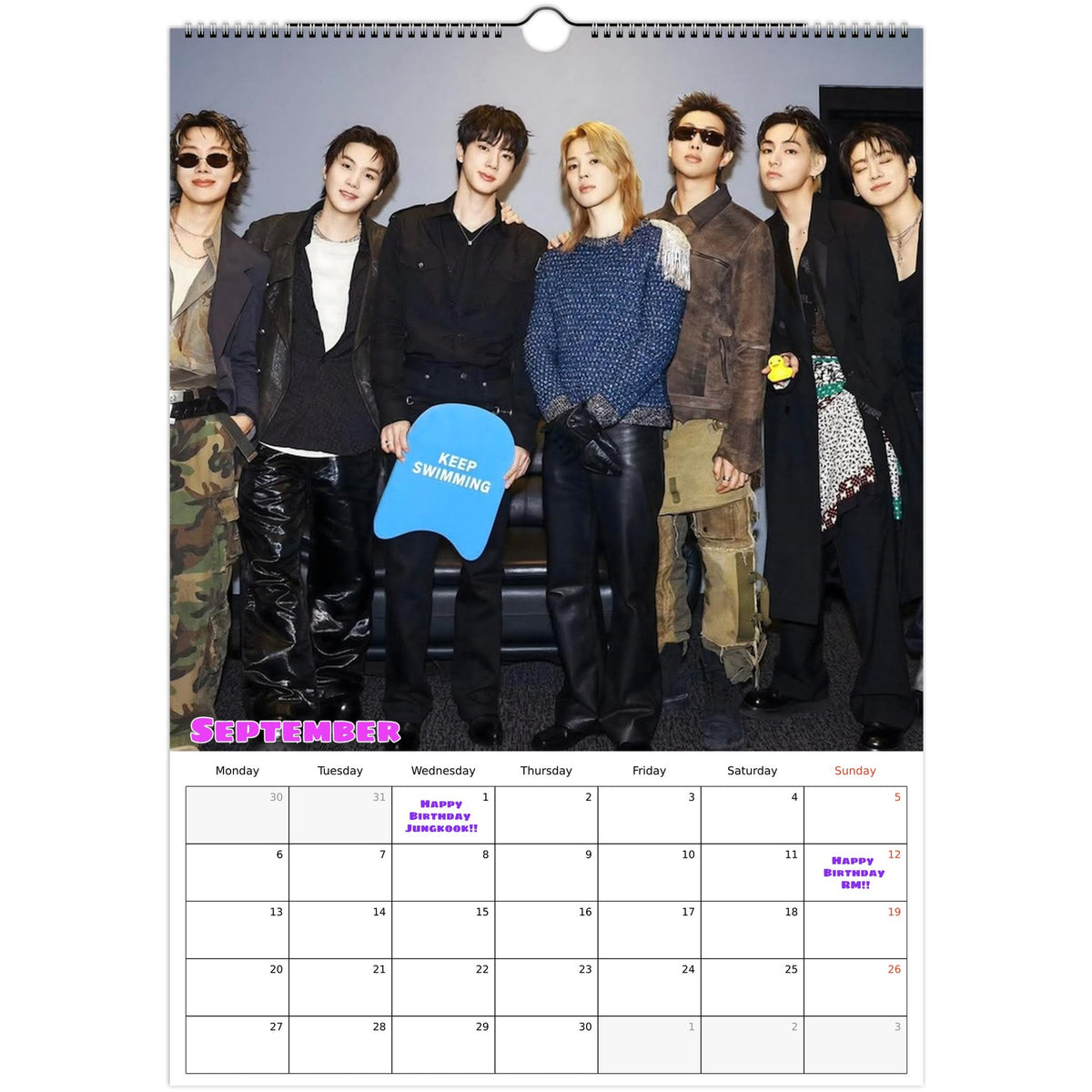 BTS Calendar 2027 September Photo