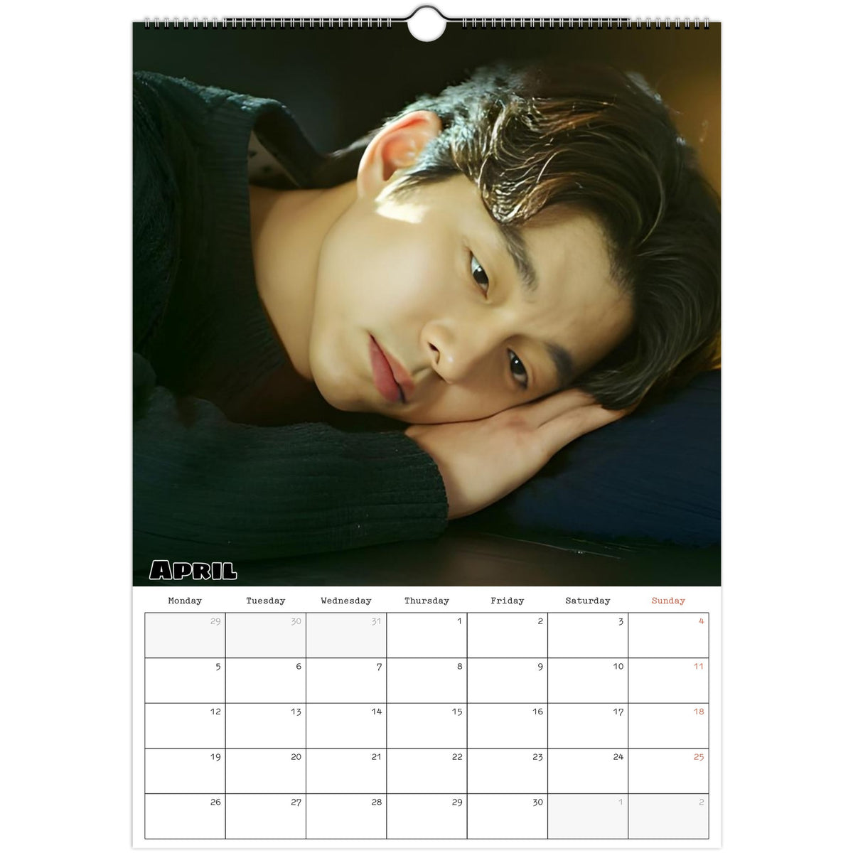 April page of Gong Yoo 2027 A3 wall calendar