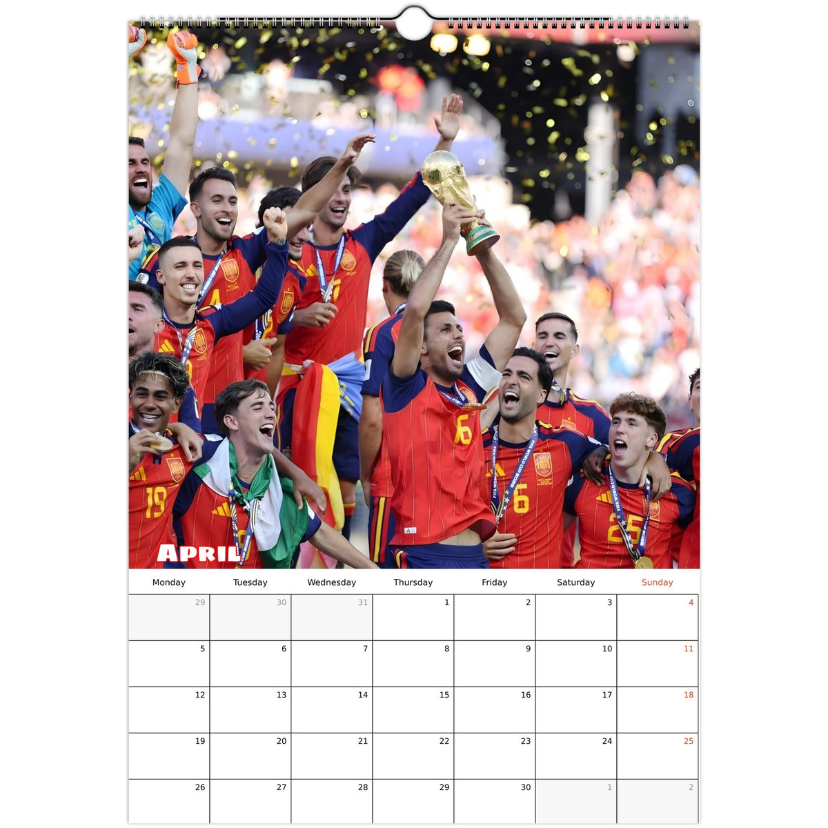 Spain FC Calendar 2027 April page