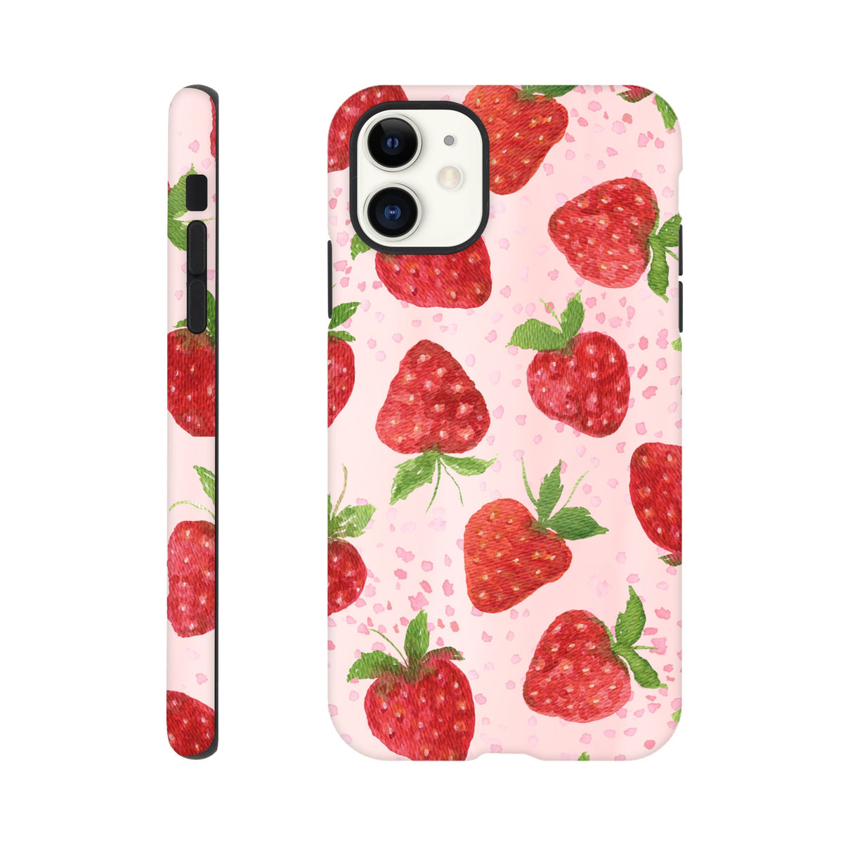 Protective iPhone case with cute strawberry aesthetic design