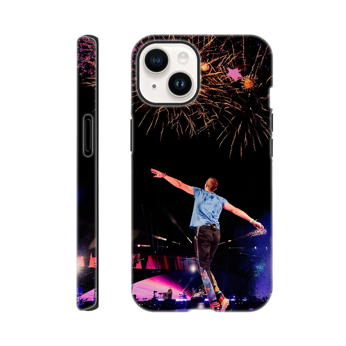 Dual‑layer fireworks iPhone case for Coldplay fans