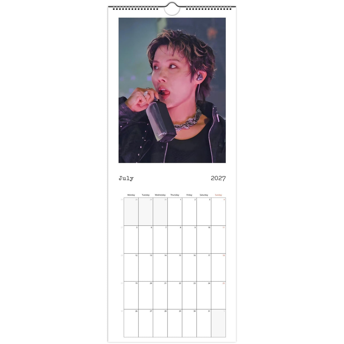 BTS J‑Hope Calendar 2027 July 