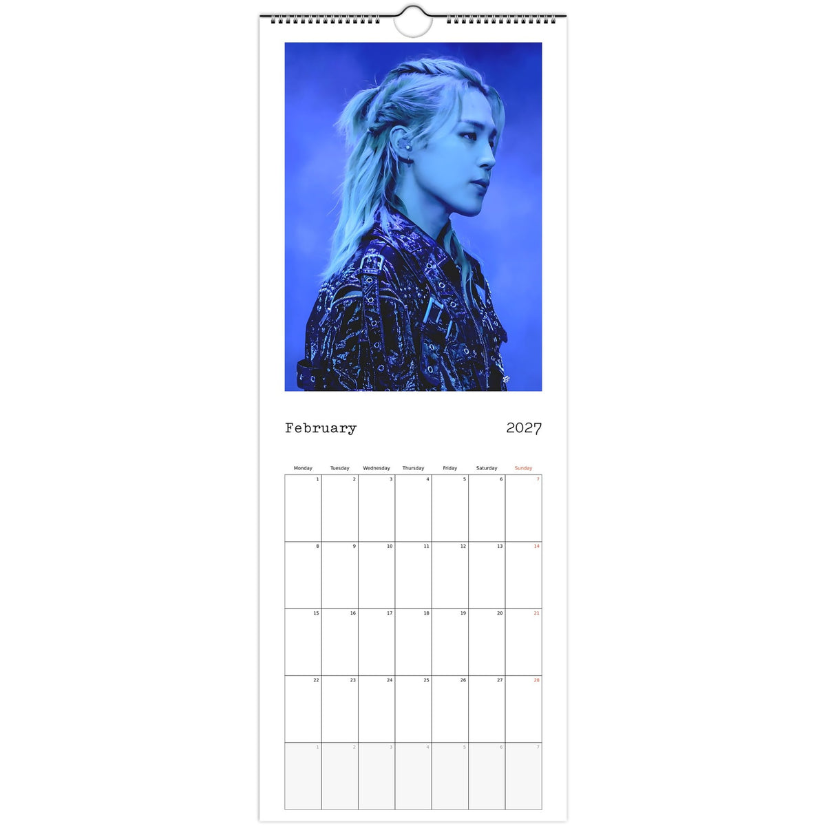 BTS Jimin Calendar 2027 February page