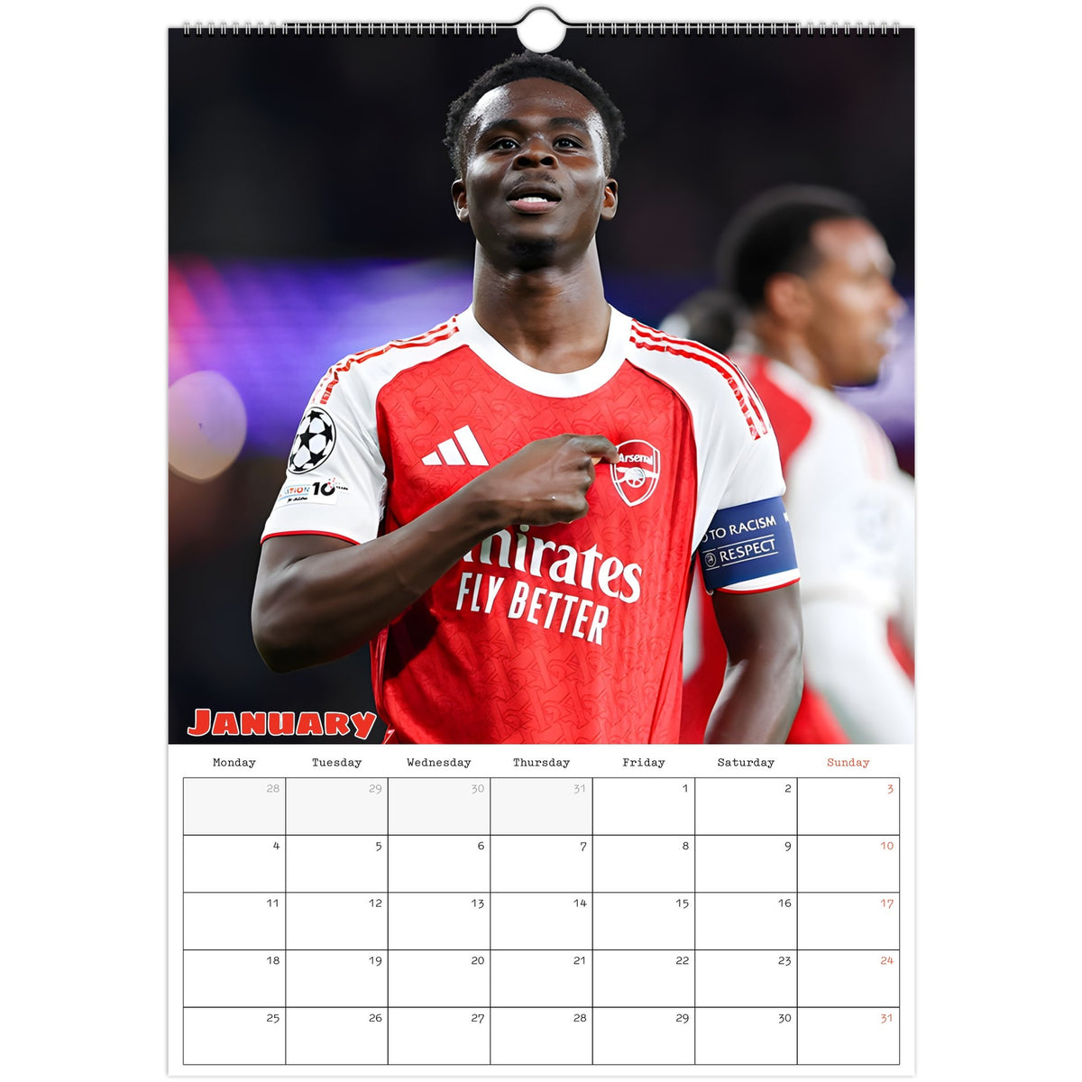 Arsenal Calendar January page