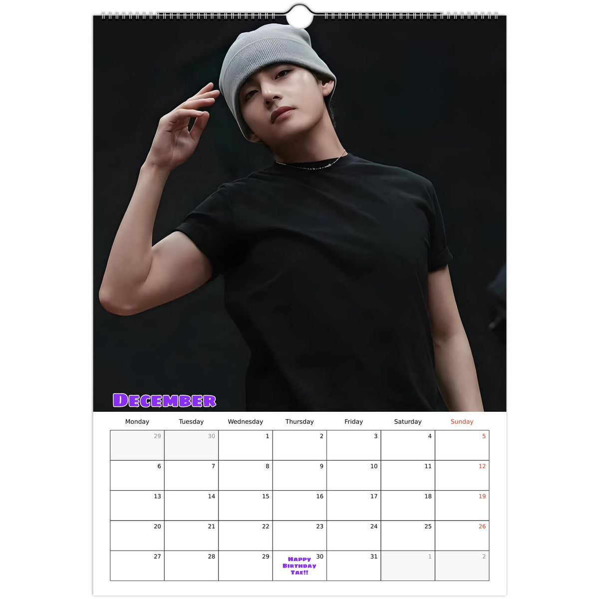 BTS Taehyung calendar December portrait