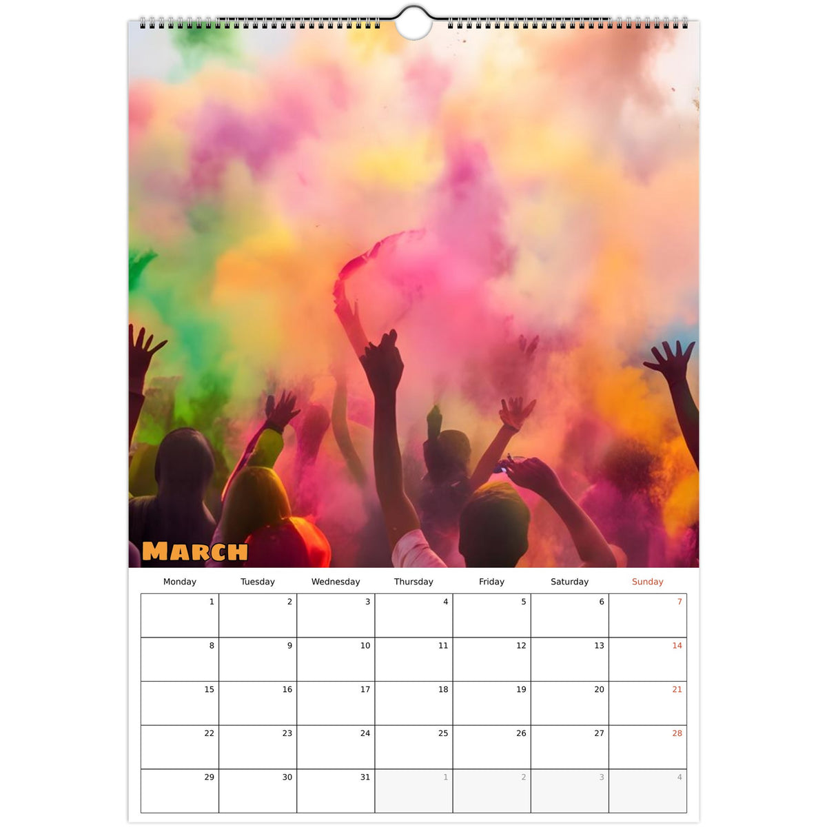 Beautiful India 2027 calendar March page