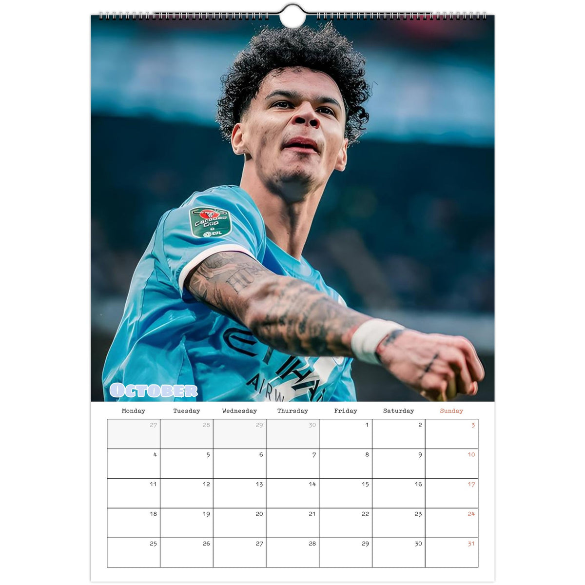 Man City Calendar 2027 October page