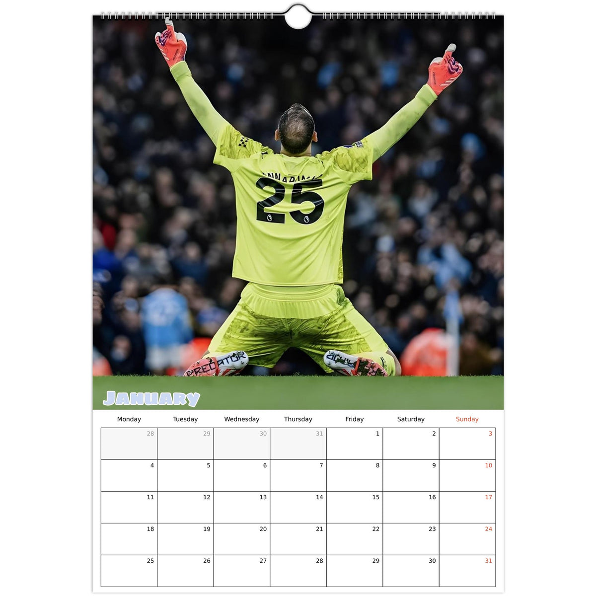 Man City Calendar 2027 January page