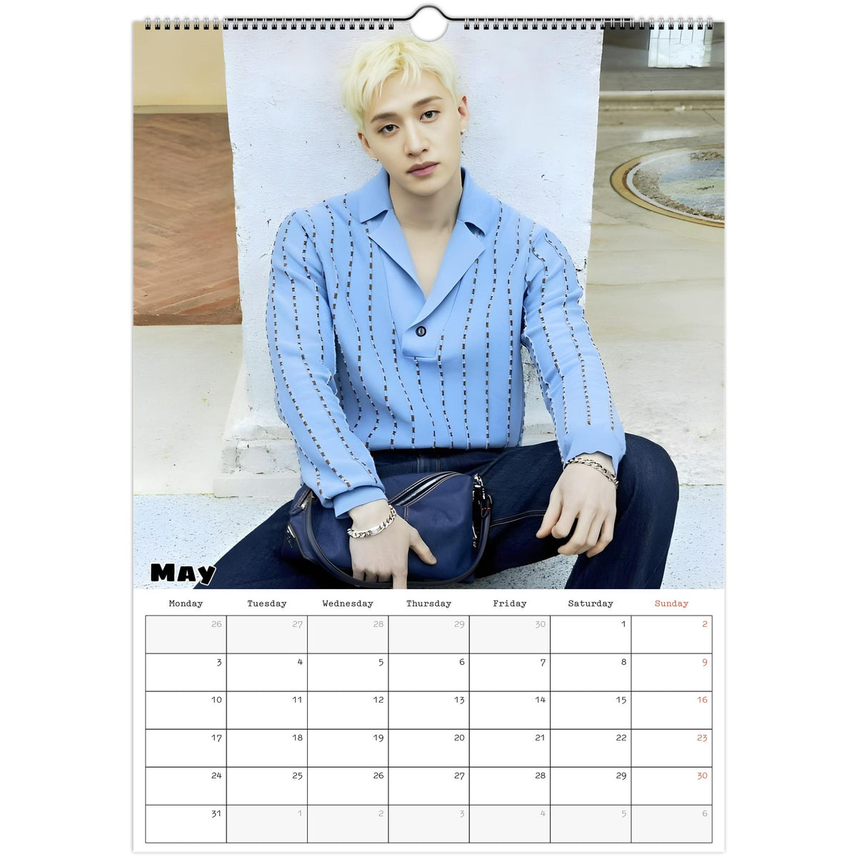 May page of Stray Kids Bang Chan 2027 A3 wall calendar