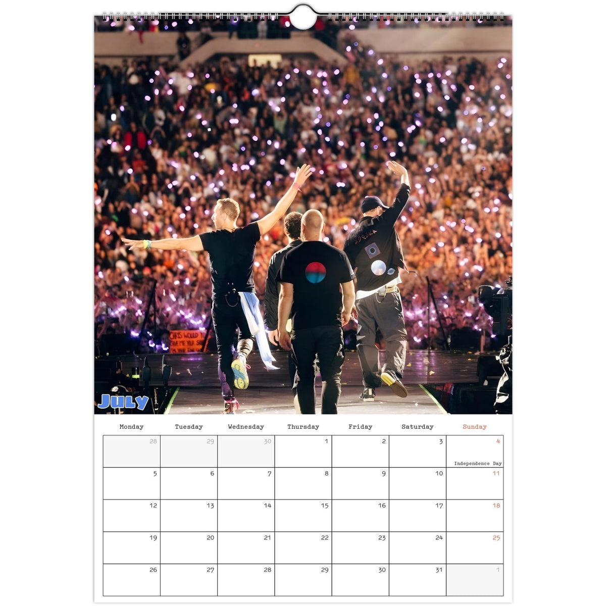 Coldplay calendar July Photo