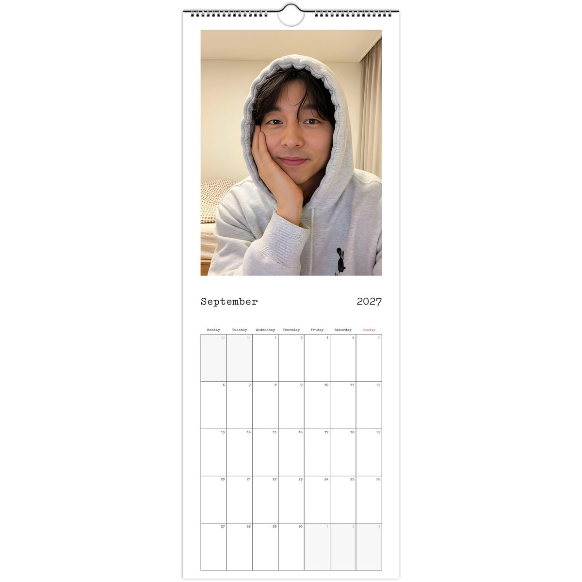 September page of Gong Yoo 2027 slim wall calendar