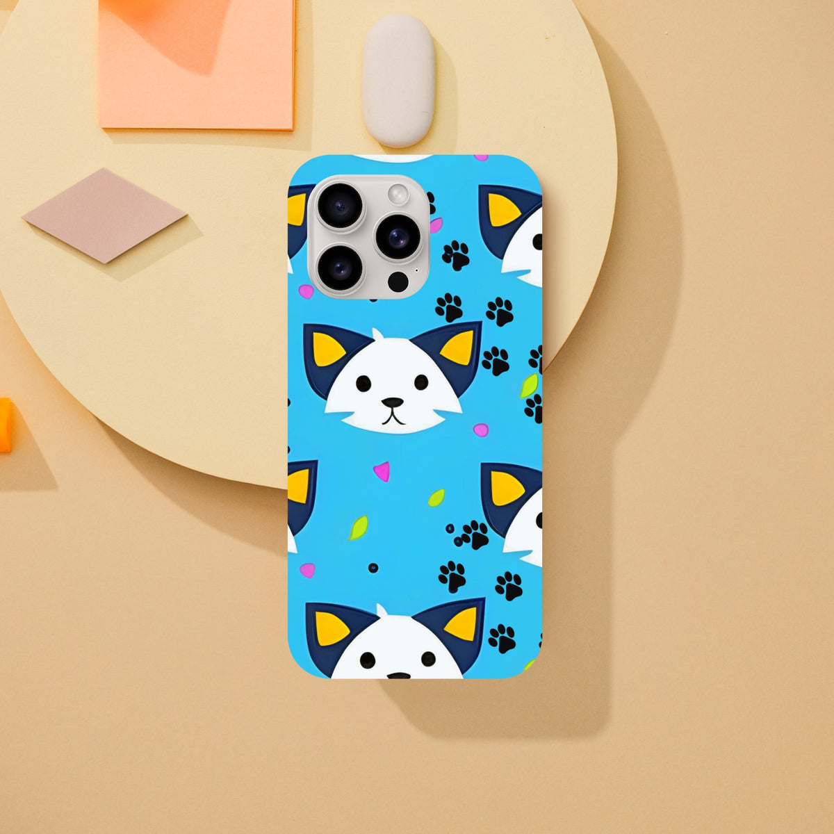 iPhone tough case with cute cat graphic