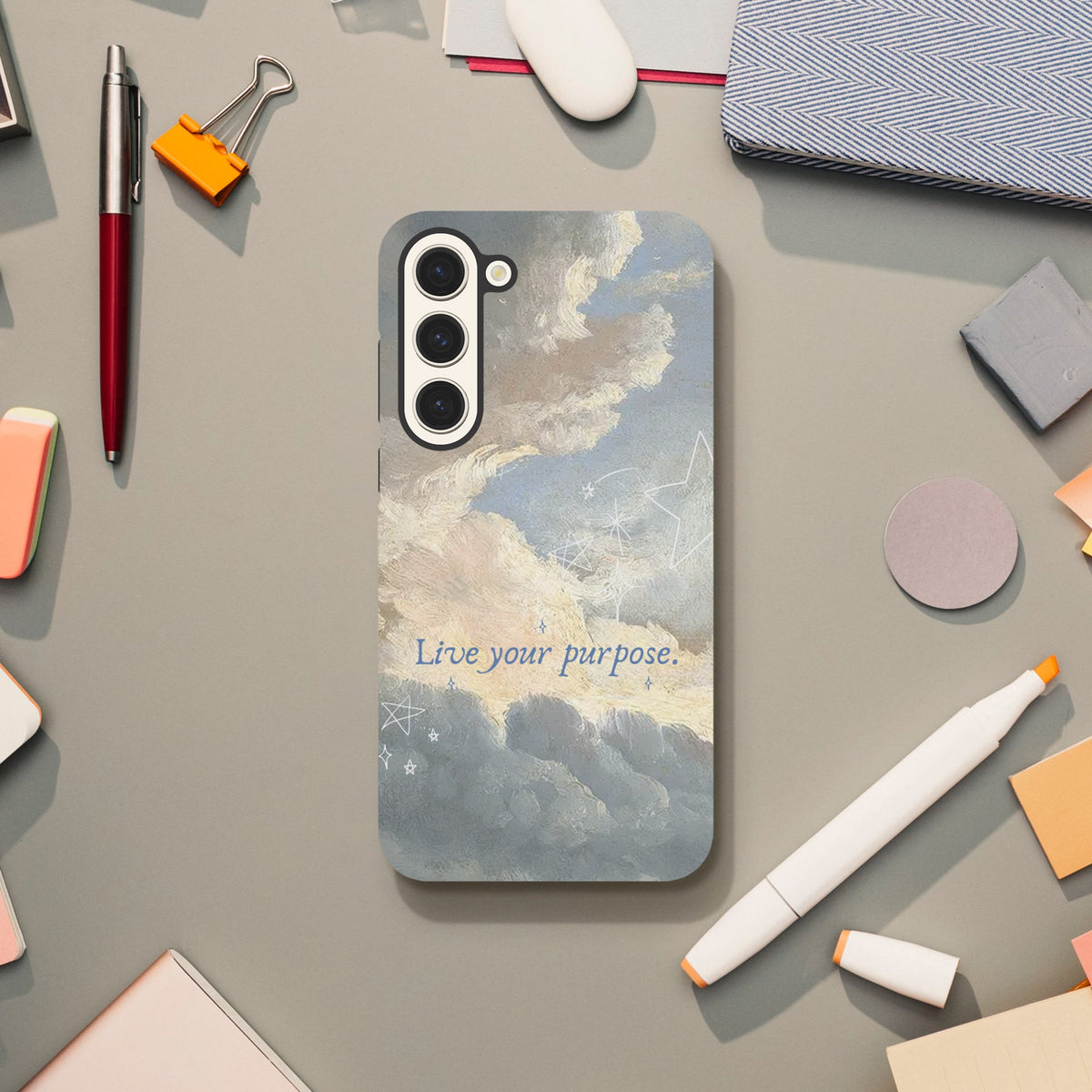Aesthetic Live Your Purpose Samsung case for everyday protection