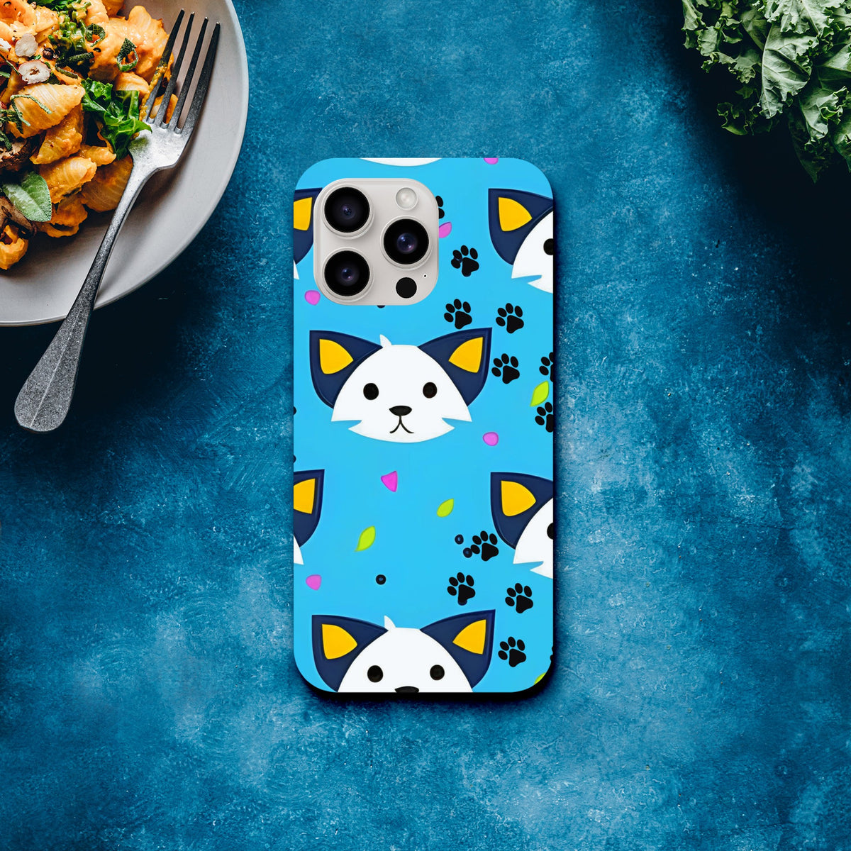 Cat and paw print wraparound design case