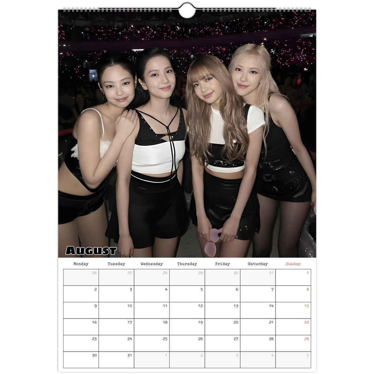 August page of BLACKPINK 2027 A3 wall calendar