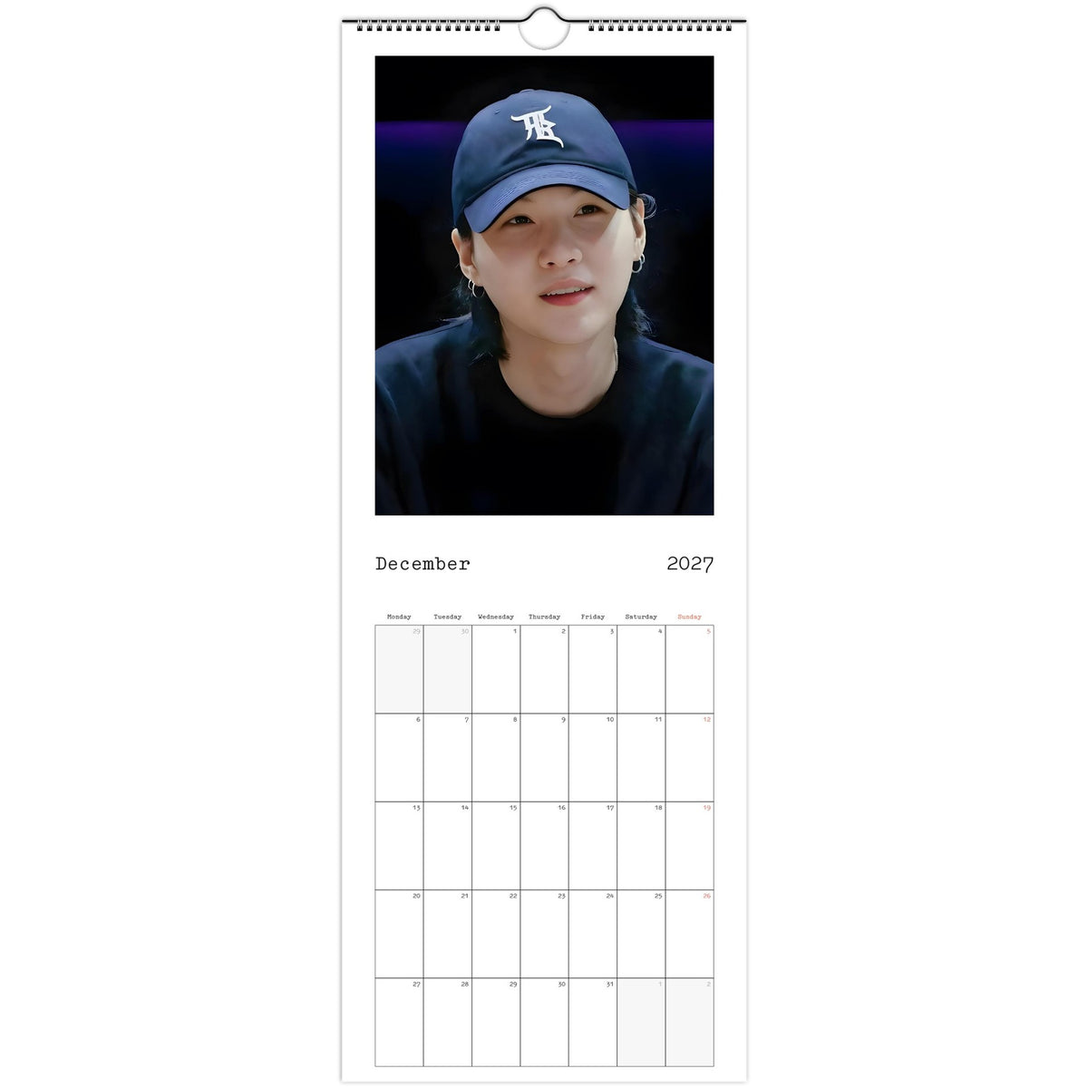 BTS Suga (Yoongi) calendar December portrait