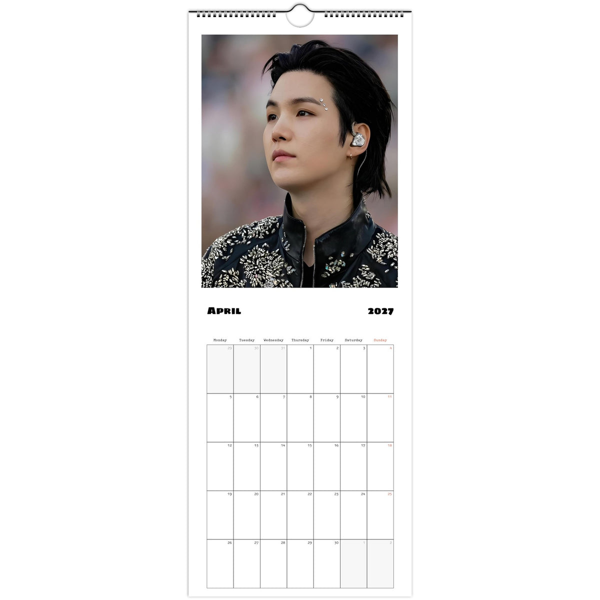 BTS SUGA Calendar April page