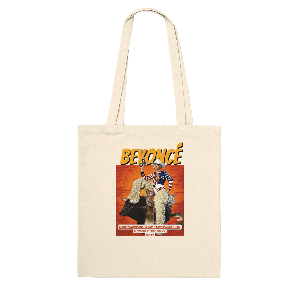 Cowboy Carter era tote with bold western‑inspired graphic