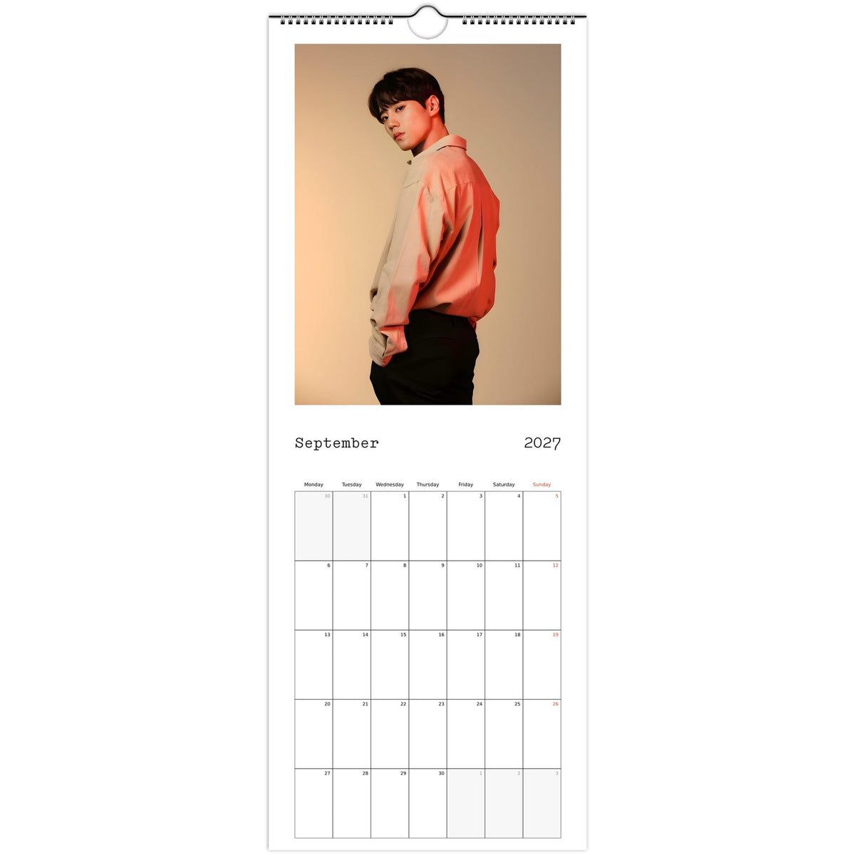 September 2027 page in Lee Jun-young slim wall calendar