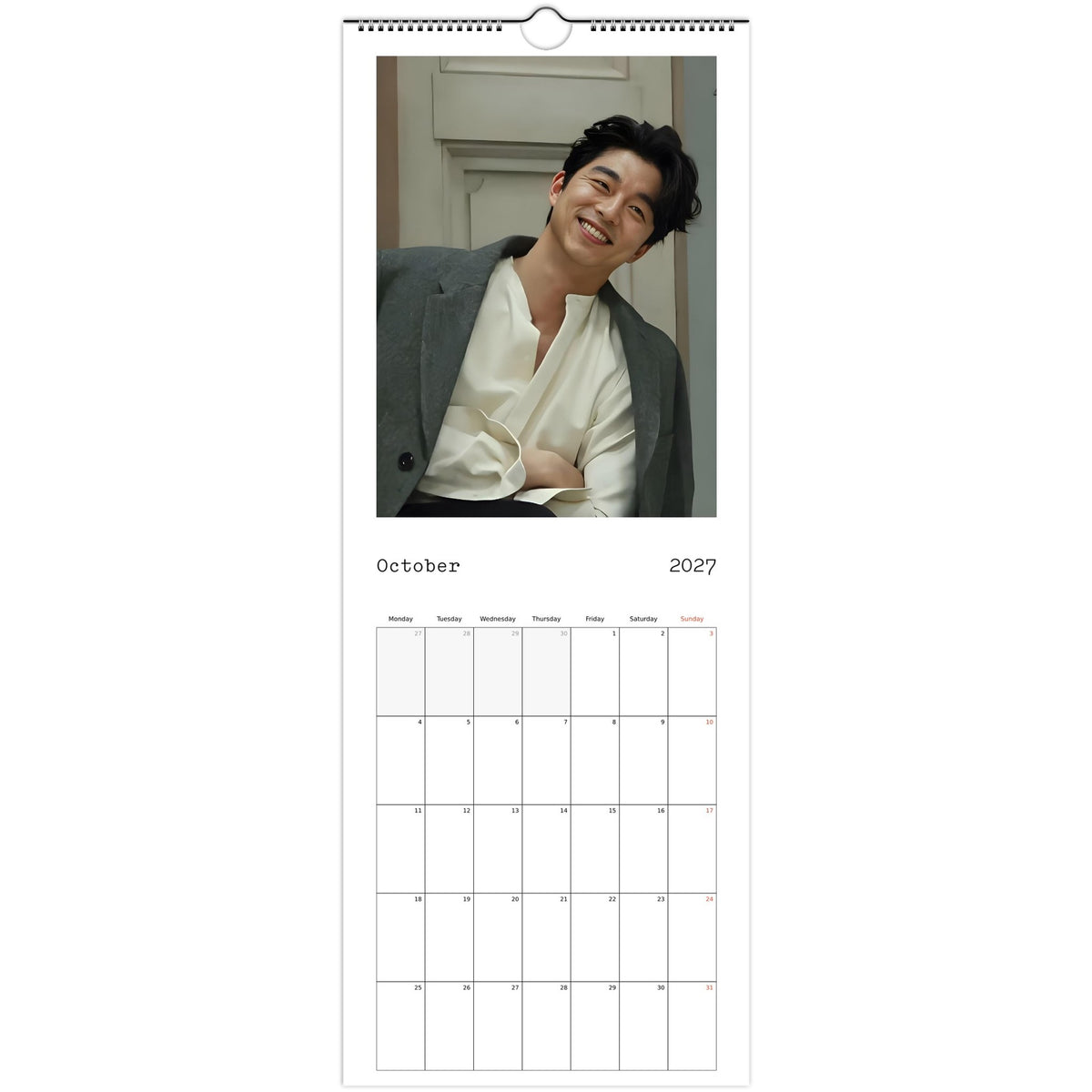 October page of Gong Yoo 2027 slim wall calendar