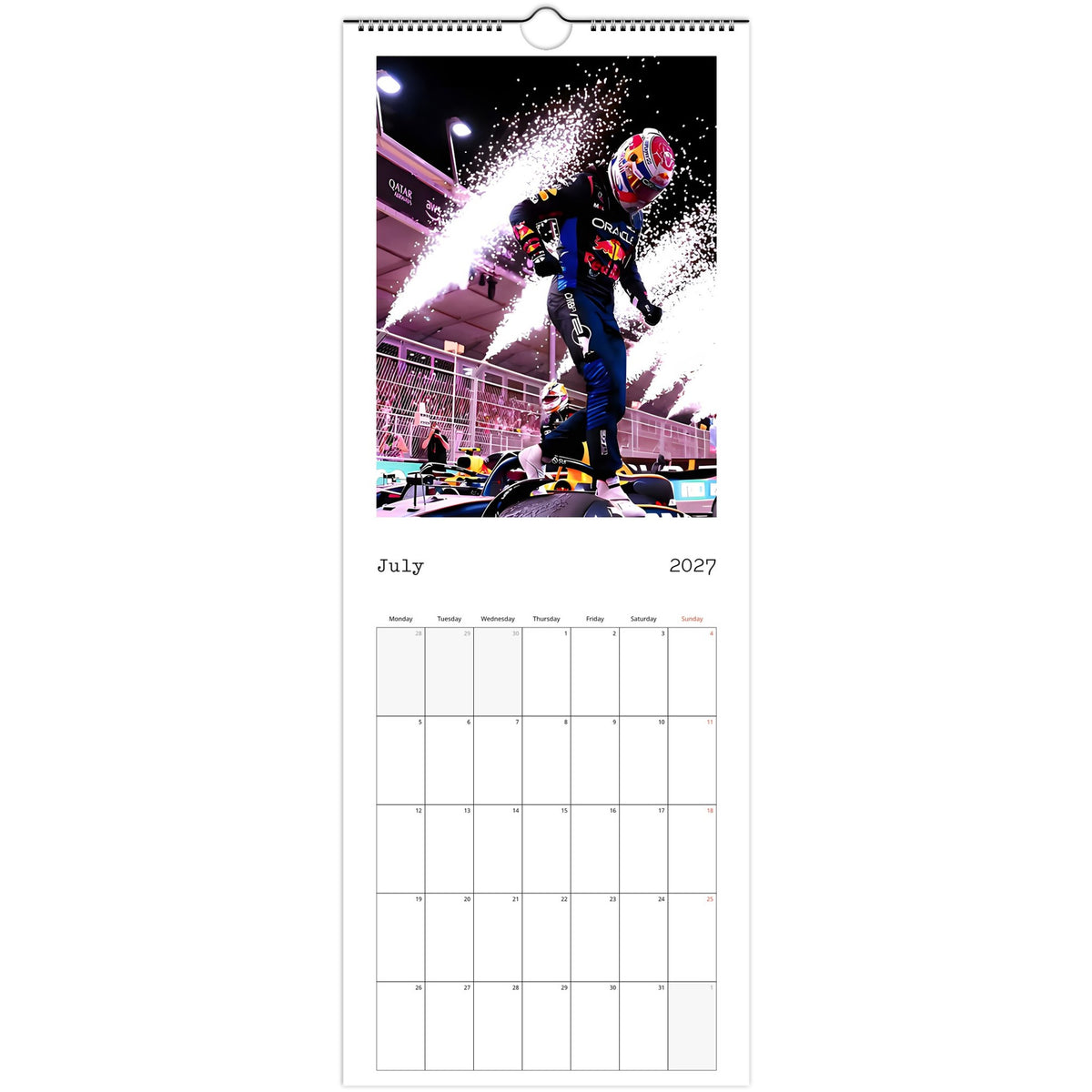 Max Verstappen Calendar 2027 July page