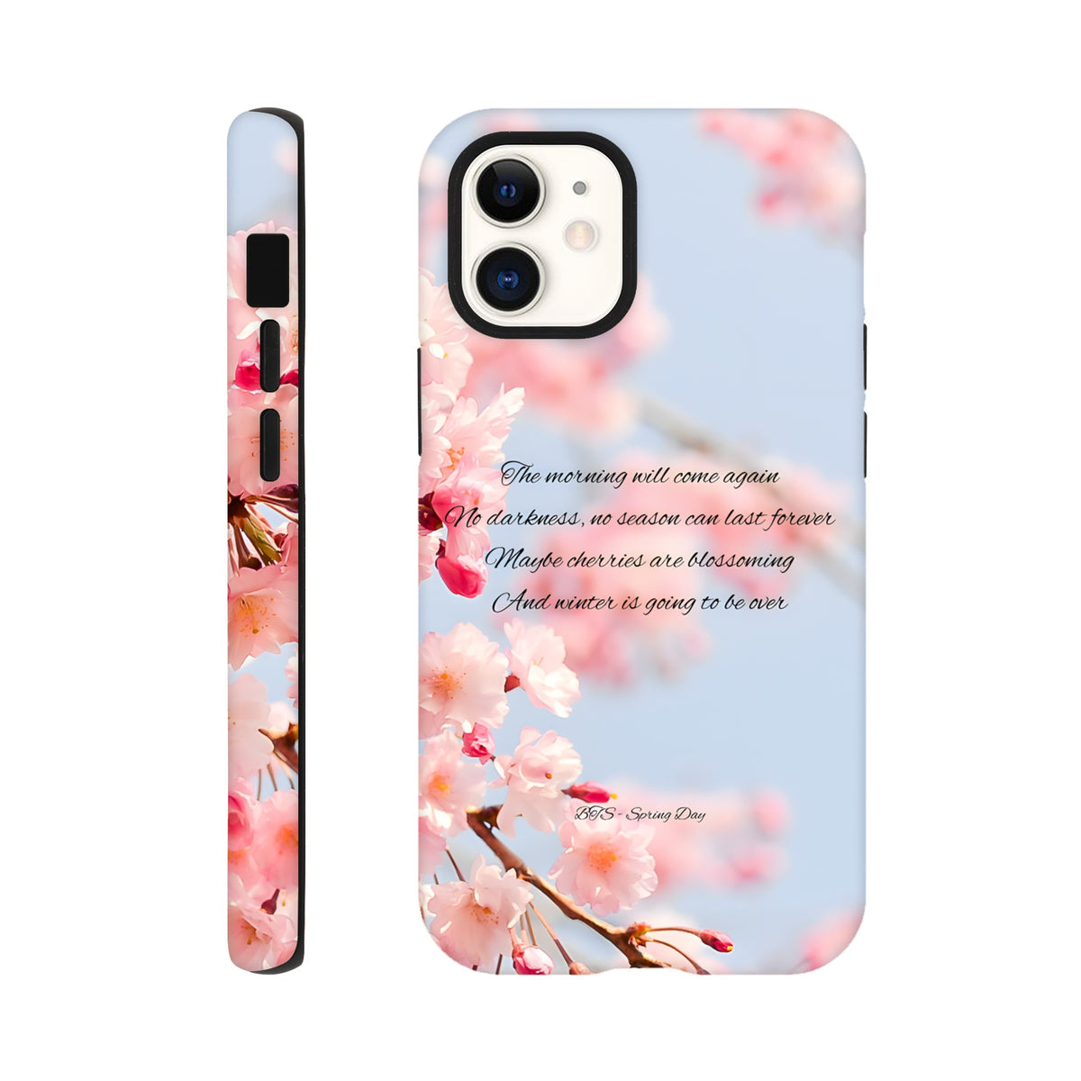 K‑pop fan iPhone tough case featuring Spring Day aesthetic elements