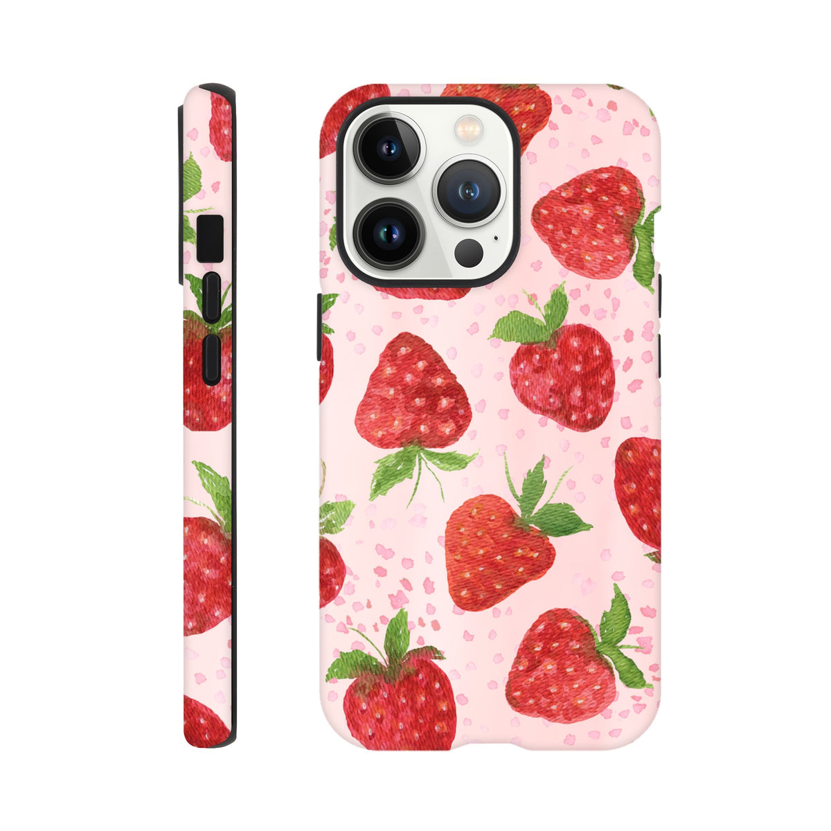 iPhone tough case with sweet strawberry pattern and strong protection