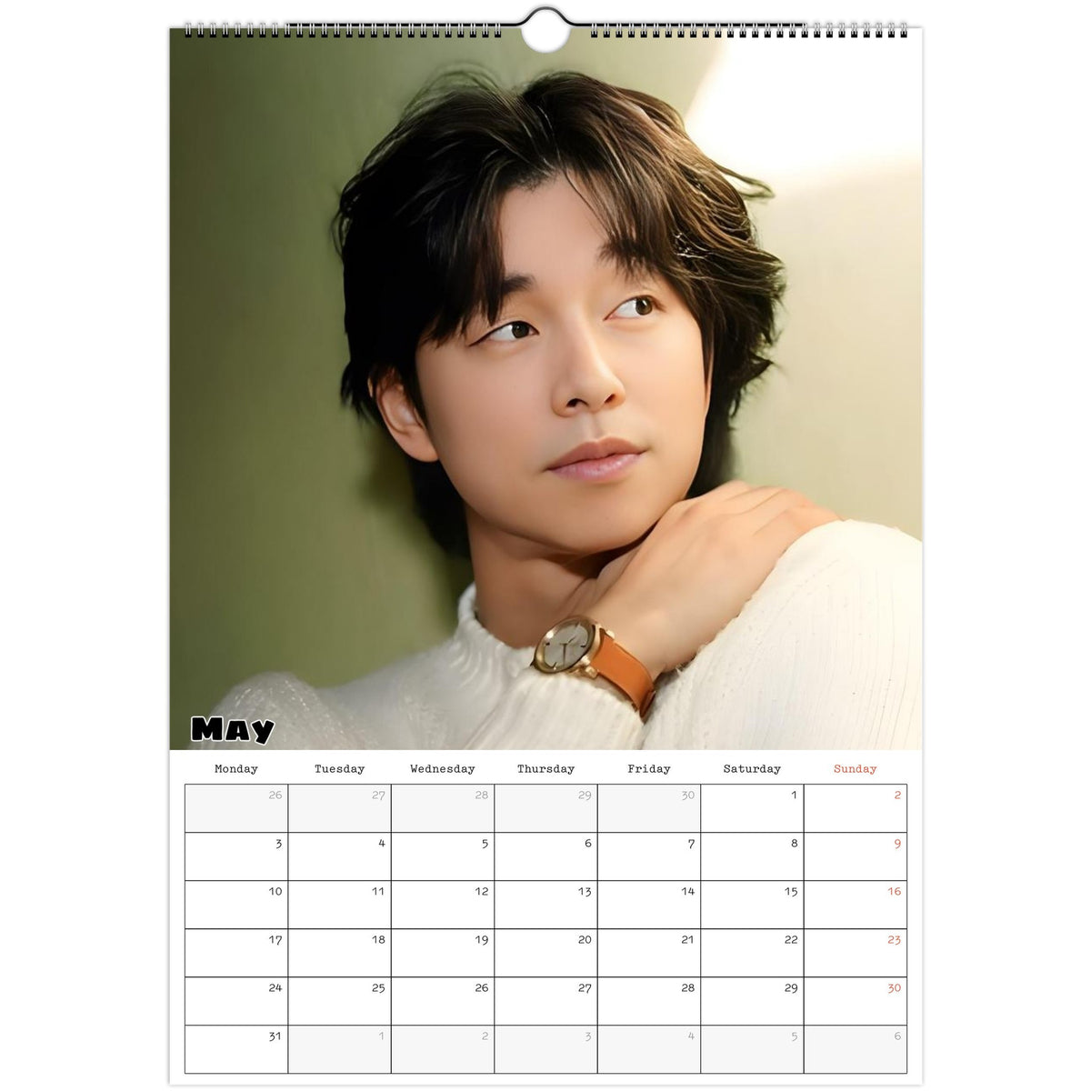 May page of Gong Yoo 2027 A3 wall calendar