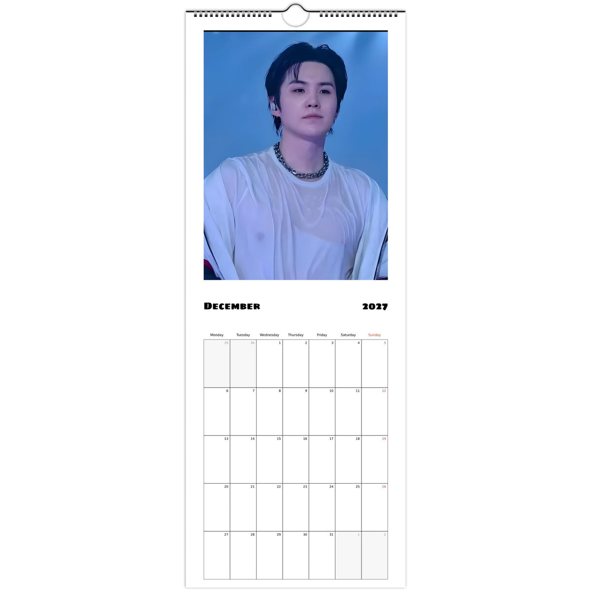 BTS SUGA Calendar December page